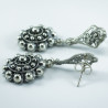 Pendientes largos botón charro plata FIA008-N | 37,38 € | Joyería Flores