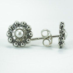 Pendientes perla botón charro plata F79/PERLA | 9,88 € | Joyería Flores