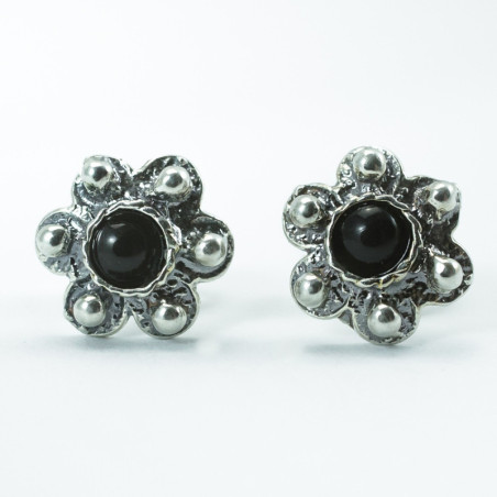 Pendientes Pendientes botón charro con piedras negras en plata de ley F48/N F48/N BotonCharro Pendientes Pendientes botón charro con piedras negras en plata de ley F48/N F48/N BotonCharro
