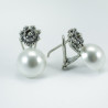 Pendientes perla botón charro plata SHELL/2A | 24,88 € | Joyería Flores