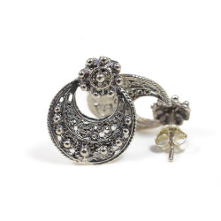 Pendientes Filigrana Botón Charro Plata F96 | 18,13 € | Joyería Flores