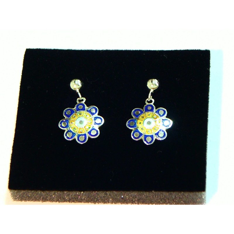 Pendientes Botón Charro Esmalte Azul S1676-A | 24,94 € | Joyería Flores