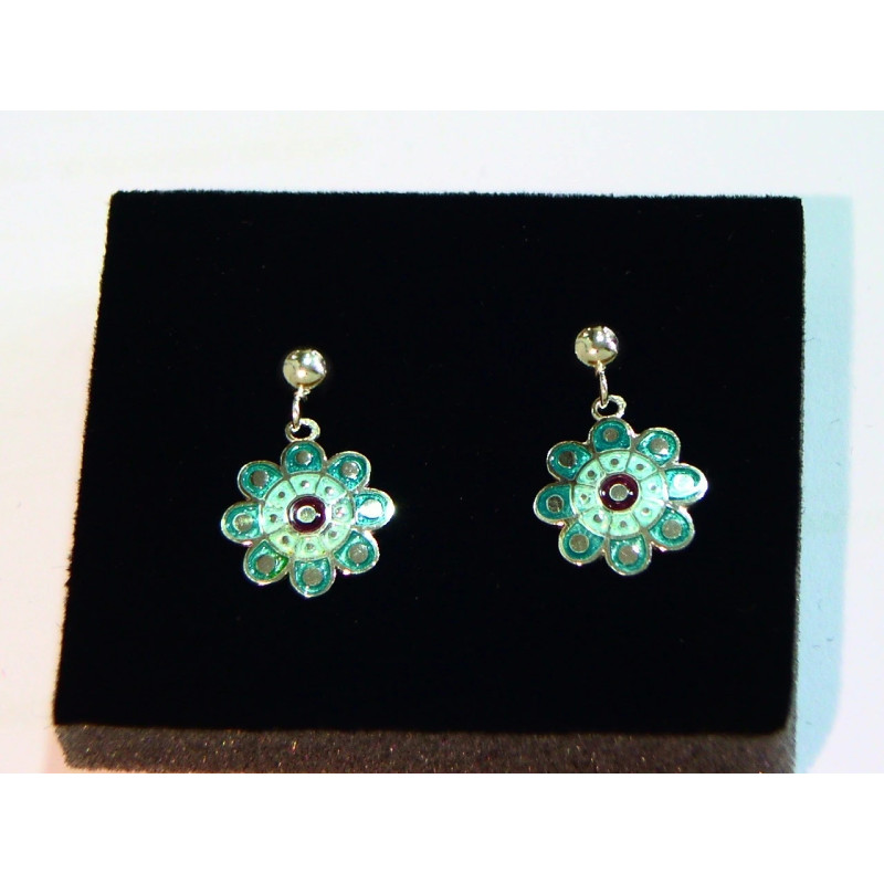 Pendientes Botón Charro Esmalte Turquesa S1676-T | 24,94 € | Joyería Flores