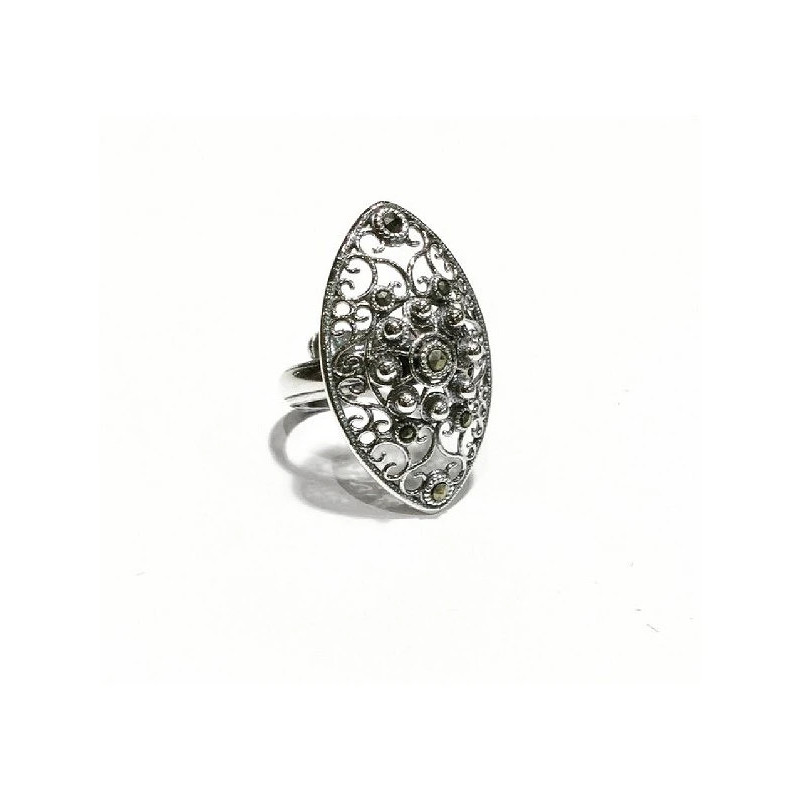 Sortija Botón Charro Oval Plata Marquesitas S1463 | 47,44 € | Joyería Flores