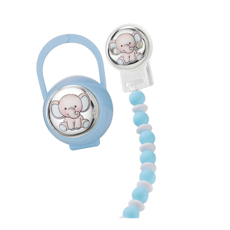 Regalos Set Pinza + PortaChupetes Elefante Celeste 75136C 75136C