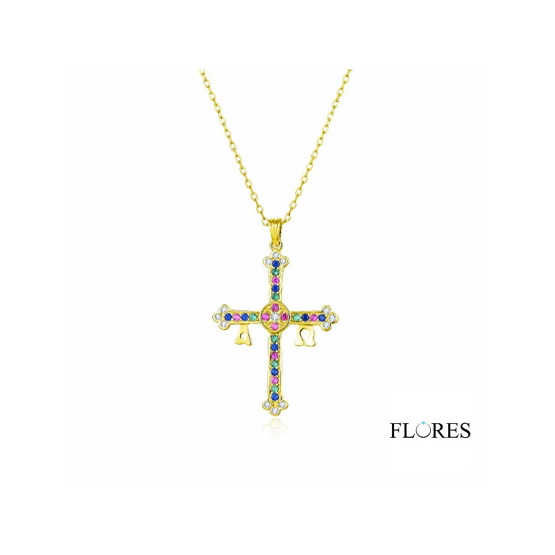 Collar Cruz Circonitas Plata Dorada 2031287/Y | 34,00 € | Joyería Flores