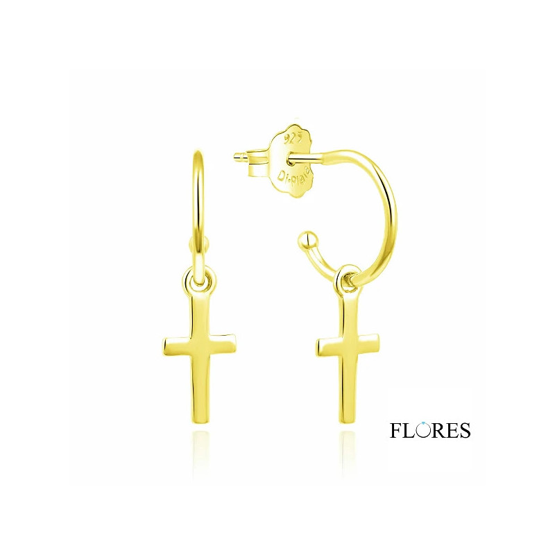 Aros Plata Cruz Dorados 2140510/Y | 19,00 € | Joyería Flores