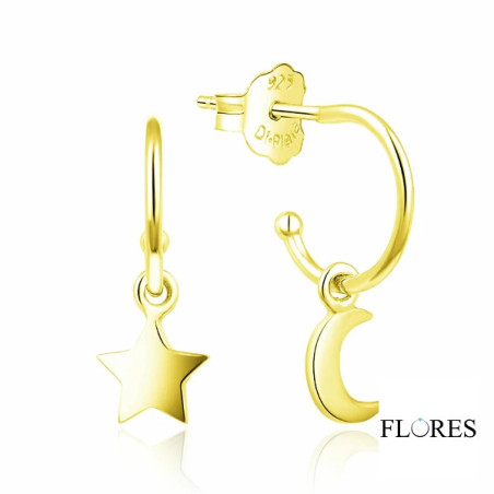 Pendientes Aros Plata Estrella y Luna Dorados 2140562/Y 2140562/Y Di Plata Pendientes Aros Plata Estrella y Luna Dorados 2140562/Y 2140562/Y Di Plata