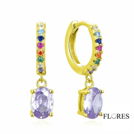 Pendientes Aros Plata Dorados Circonita Amatista 2140608/Y 2140608/Y Di Plata Pendientes Aros Plata Dorados Circonita Amatista 2140608/Y 2140608/Y Di Plata