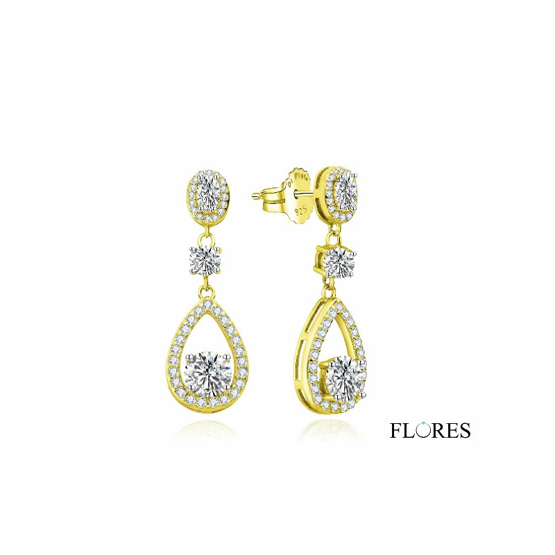 Pendientes Plata Dorado Circonitas 2024507/Y | 51,00 € | Joyería Flores