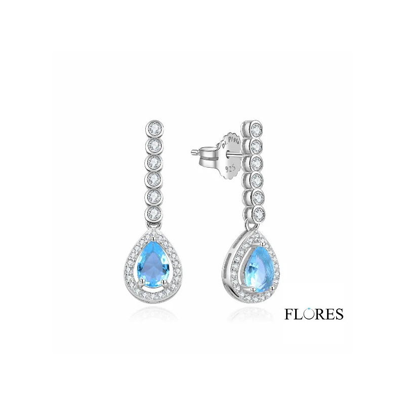 Pendientes Plata Agua Marina Presión 2024435 | 36,00 € | Joyería Flores