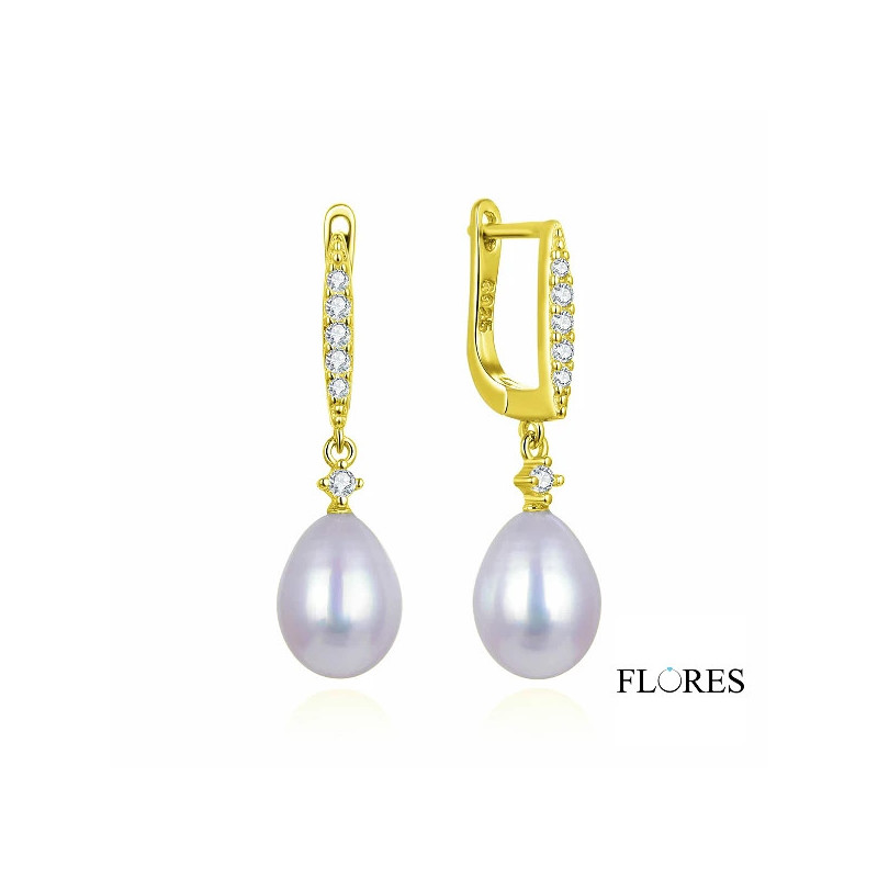 Pendientes Dorados Plata Perlas 2024446/Y | 31,00 € | Joyería Flores