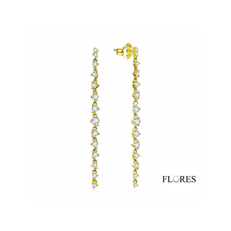Pendientes Dorados Plata Circonitas 2024224/Y | 44,00 € | Joyería Flores