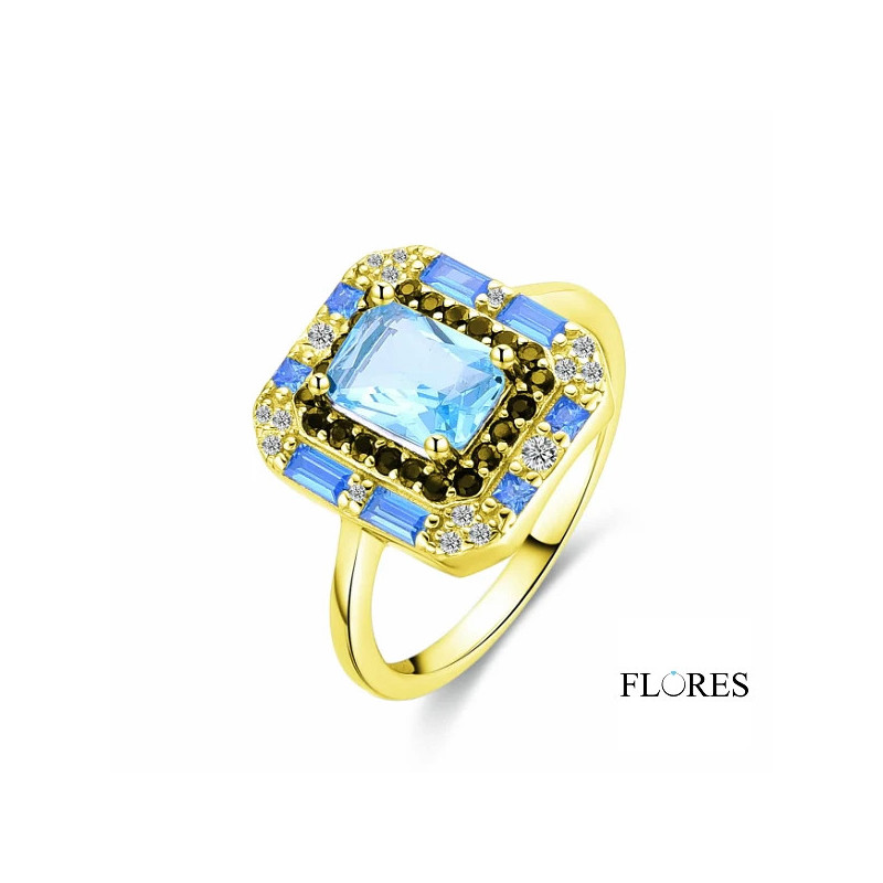 Sortija Dorada Plata Piedra Azul 2011506/16 | 30,00 € | Joyería Flores