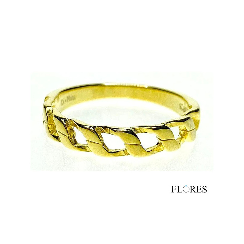 Sortija Dorada Plata de Ley Tallada 2011229/10 | 18,00 € | Joyería Flores