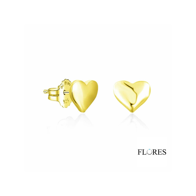 Pendientes Dorados Corazón Plata Presión 2024027/Y | 10,00 € | Joyería Flores