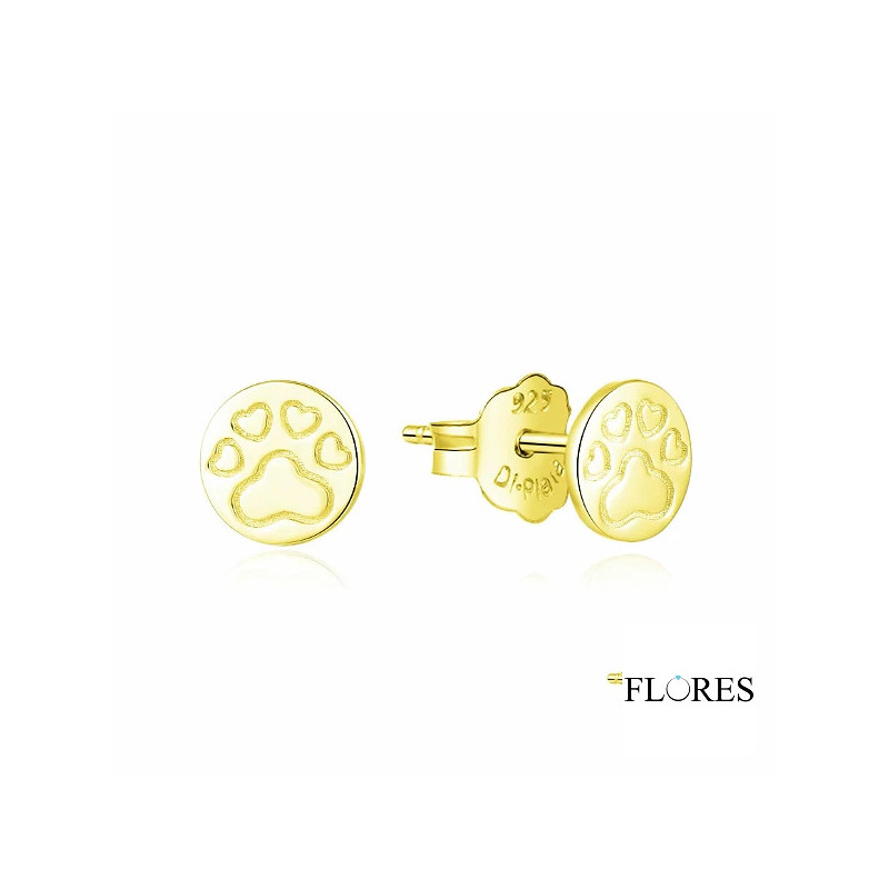 Pendientes Dorados Redondos Plata Huella 2024331/Y | 13,00 € | Joyería Flores