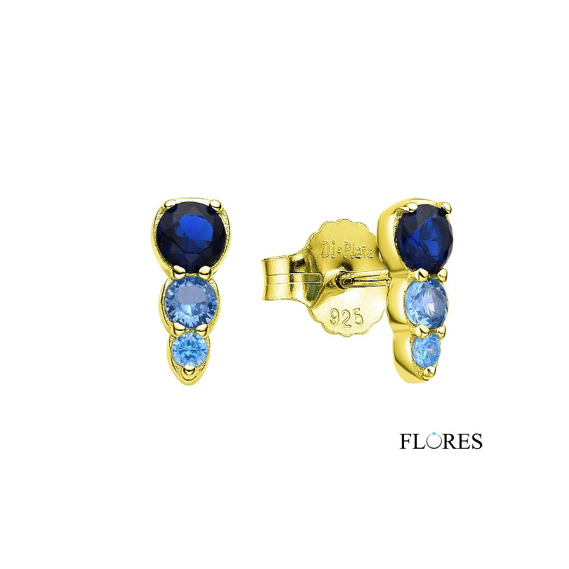 Pendientes Dorados Circonita Azul Plata 2024583/Z | 20,00 € | Joyería Flores
