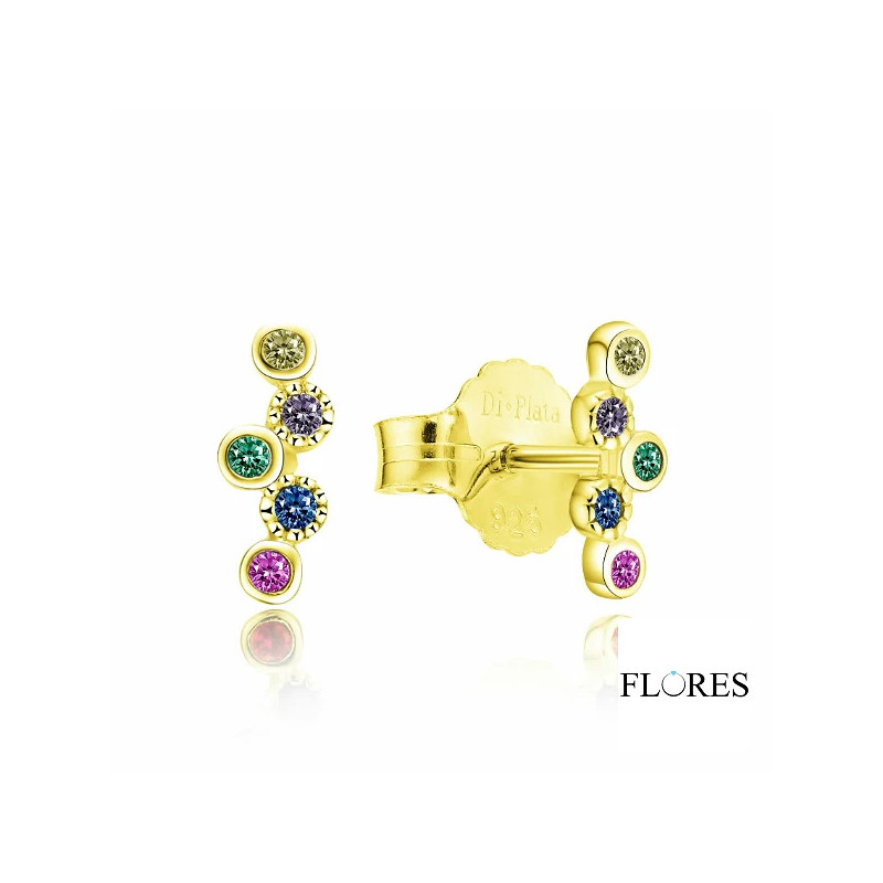 Pendientes Dorados Plata Circonitas 2024614/Y | 14,00 € | Joyería Flores