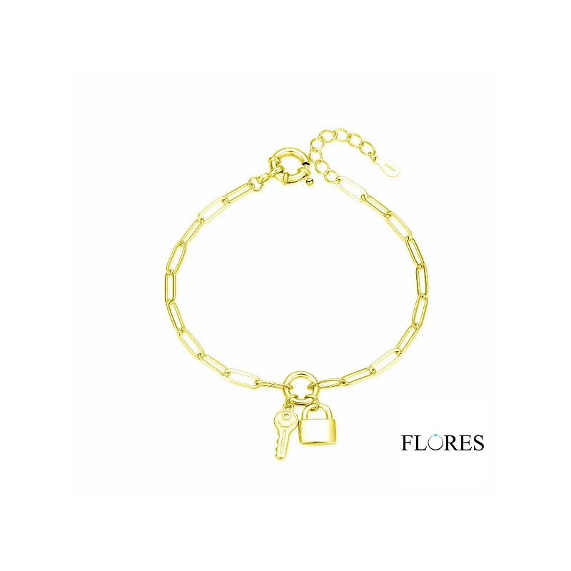 Pulsera Dorada Candado Plata de Ley 2040977/Y | 51,00 € | Joyería Flores