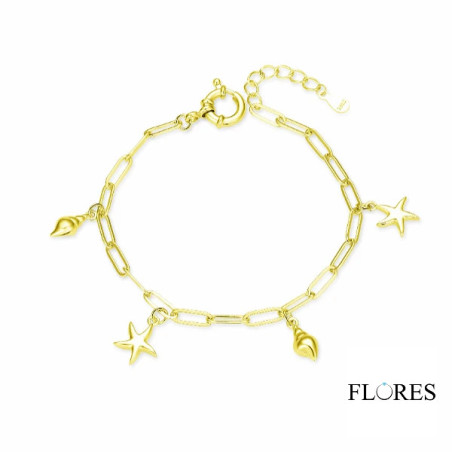 Pulseras Pulsera Dorada Estrella y Concha de Mar Plata de Ley 2040978/Y 2040978/Y Di Plata Pulseras Pulsera Dorada Estrella y Concha de Mar Plata de Ley 2040978/Y 2040978/Y Di Plata