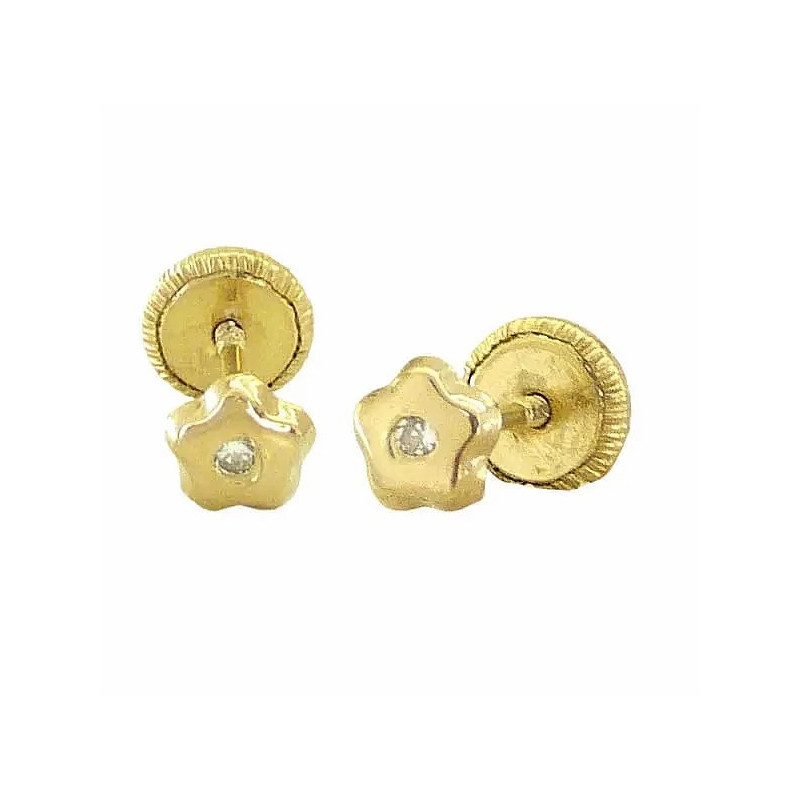 Pendientes 750 Group Oro Flor 4mm Circonita 8415 | 88,50 € | Joyería Flores