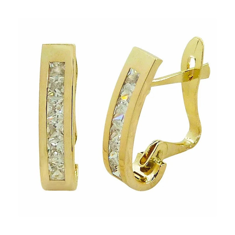 Pendientes 750 Group Oro circonitas 14×3’5mm 5371 | 331,90 € | Joyería Flores