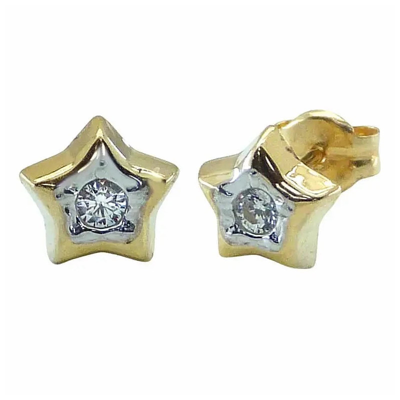 Pendientes 750 Group estrella bicolor 5mm 5448 | 137,50 € | Joyería Flores