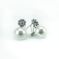 Pendientes botón charro perla plata SHELL/1A | 22,37 € | Joyería Flores