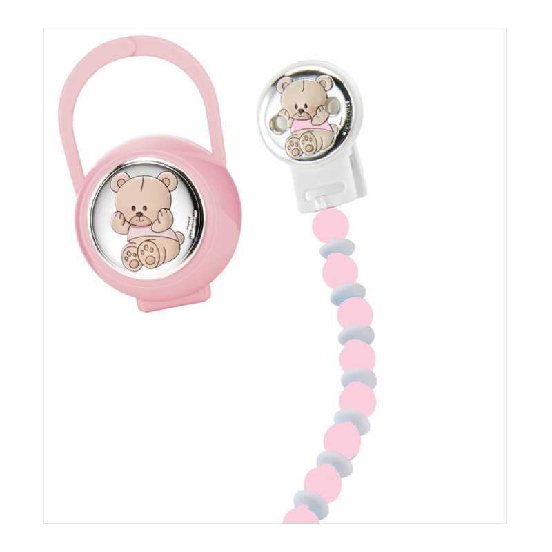 Set Pinza + Portachupetes Oso Rosa 75109RA | 28,50 € | Joyería Flores Set Pinza + Portachupetes Oso Rosa 75109RA | 28,50 € | Joyería Flores
