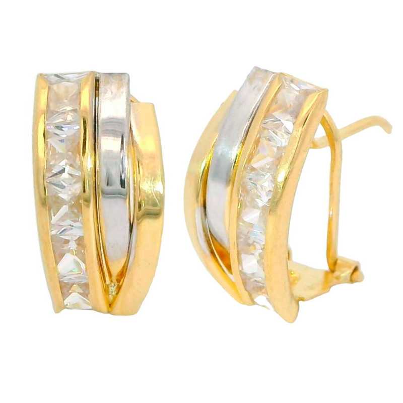 Pendientes Bandas Bicolor Oro de Ley 3102 | 367,50 € | Joyería Flores
