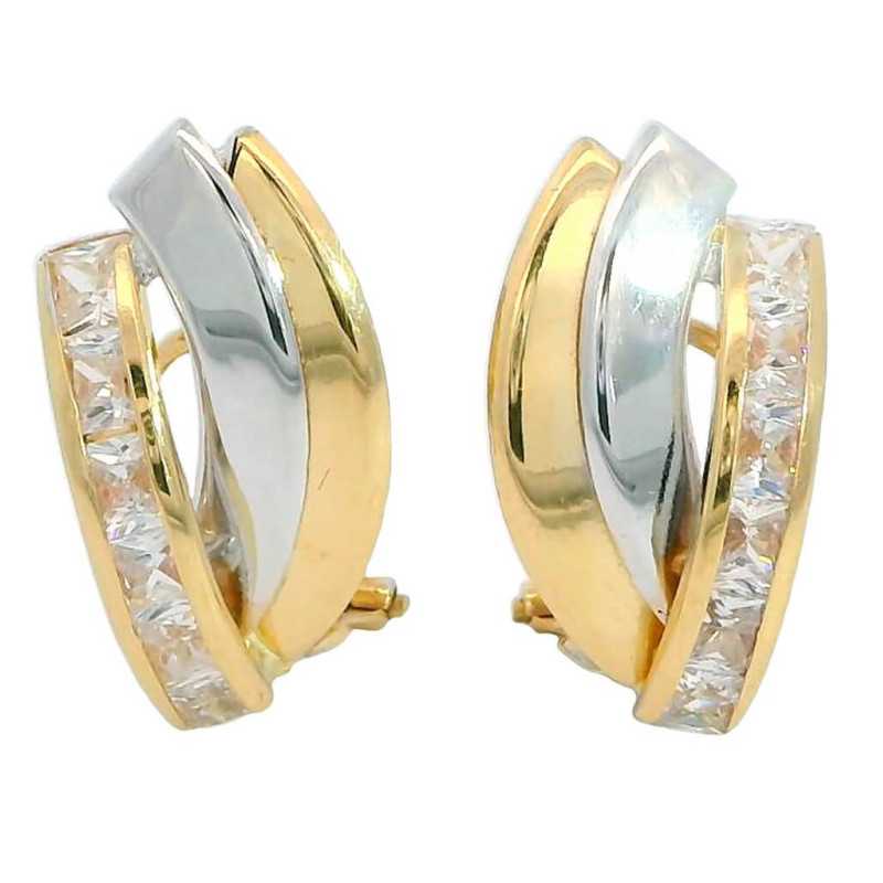 Pendientes Bandas Bicolor Oro de Ley 5798 | 393,50 € | Joyería Flores