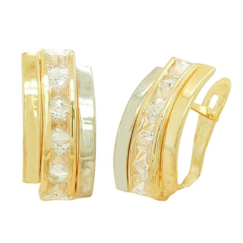 Pendientes Banda Bicolor Oro de Ley 3606 | 308,90 € | Joyería Flores