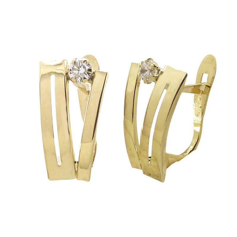 Pendientes Banda Circonita Oro de Ley 5550 | 249,90 € | Joyería Flores