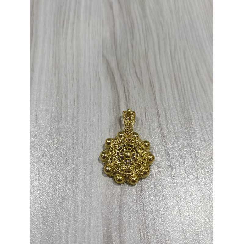 Colgante Botón Charro Plata de ley Dorado T010N-CH | 45,63 € | Joyería Flores