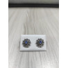 Pendientes Botón Charro Plata Piedra Azul 005B-AZ | 15,63 € | Joyería Flores