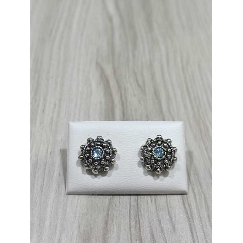 Pendientes Charro Plata Piedra Azul Claro 005B-ACL | 15,63 € | Joyería Flores