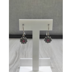 Pendientes Hippie Plata Charro Rosa HP004D-RO | 12,38 € | Joyería Flores