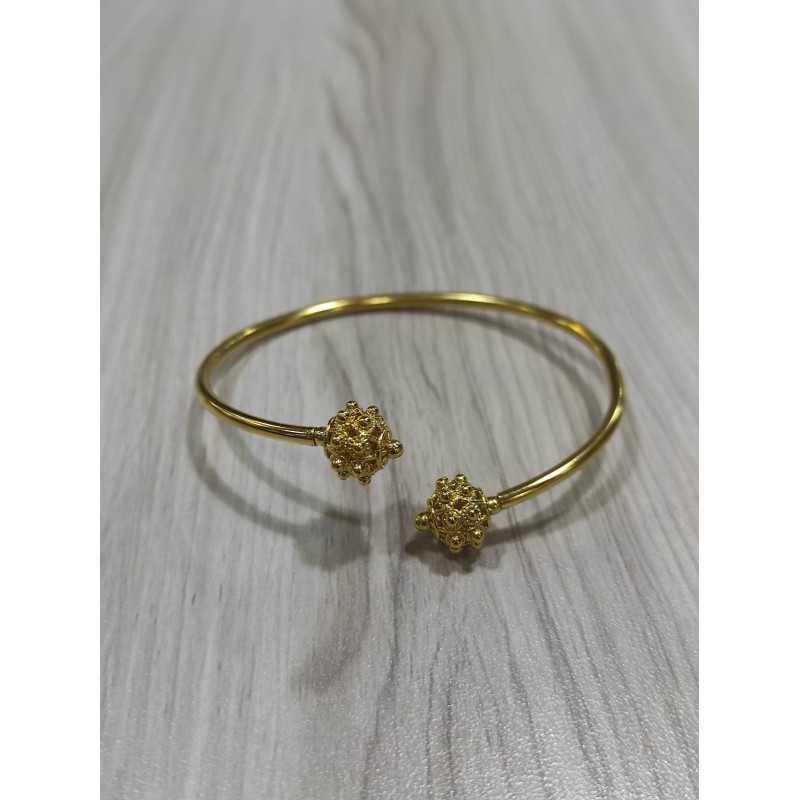 Pulsera Rígida Botón Charro Plata Dorada S1615-CH | 51,19 € | Joyería Flores