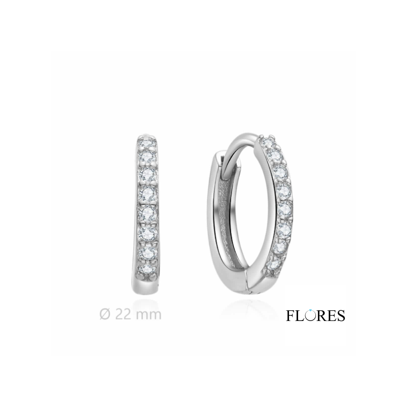 Pendientes Aro Plata Circonitas 22mm 2140865/22 | 30,00 € | Joyería Flores