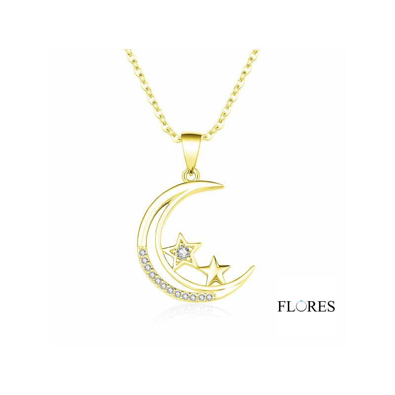 Collar Plata Dorada Luna y Estrellas 2031557/Y | 51,00 € | Joyería Flores