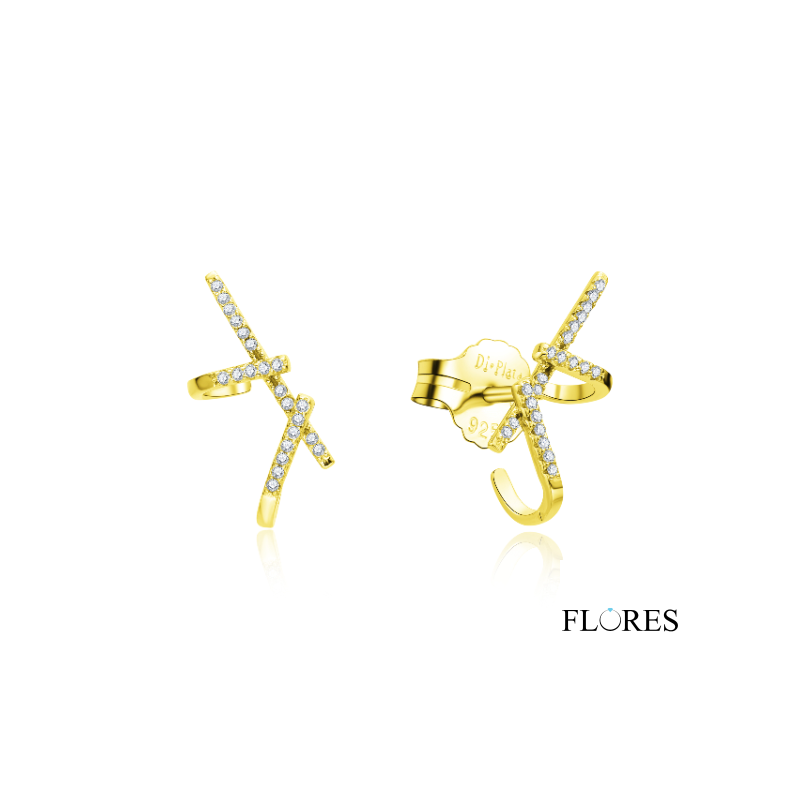 Pendientes Plata Dorada con Circonitas 2025067/Y | 26,00 € | Joyería Flores