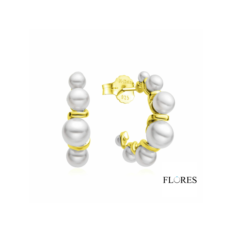 Pendientes Plata Dorada con Perlas 2025122/Y | 57,00 € | Joyería Flores