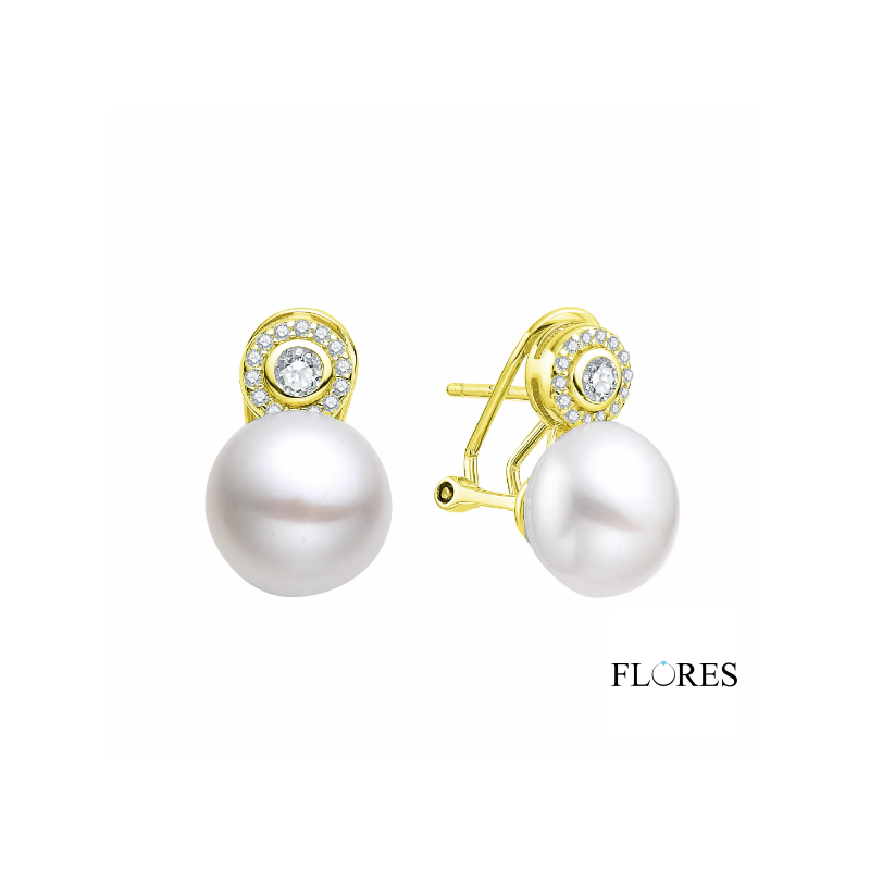 Pendientes Plata Dorada con Perla 2025214/Y | 70,00 € | Joyería Flores