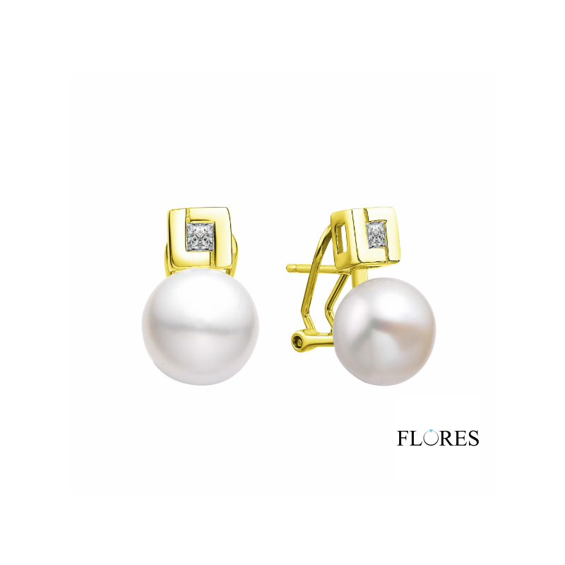Pendientes Plata Dorada con Perla 2025228/Y | 72,00 € | Joyería Flores