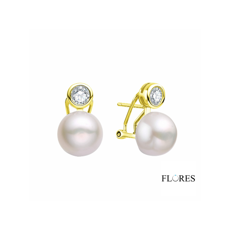 Pendientes Plata Dorada con Perla 2025229/Y | 72,00 € | Joyería Flores