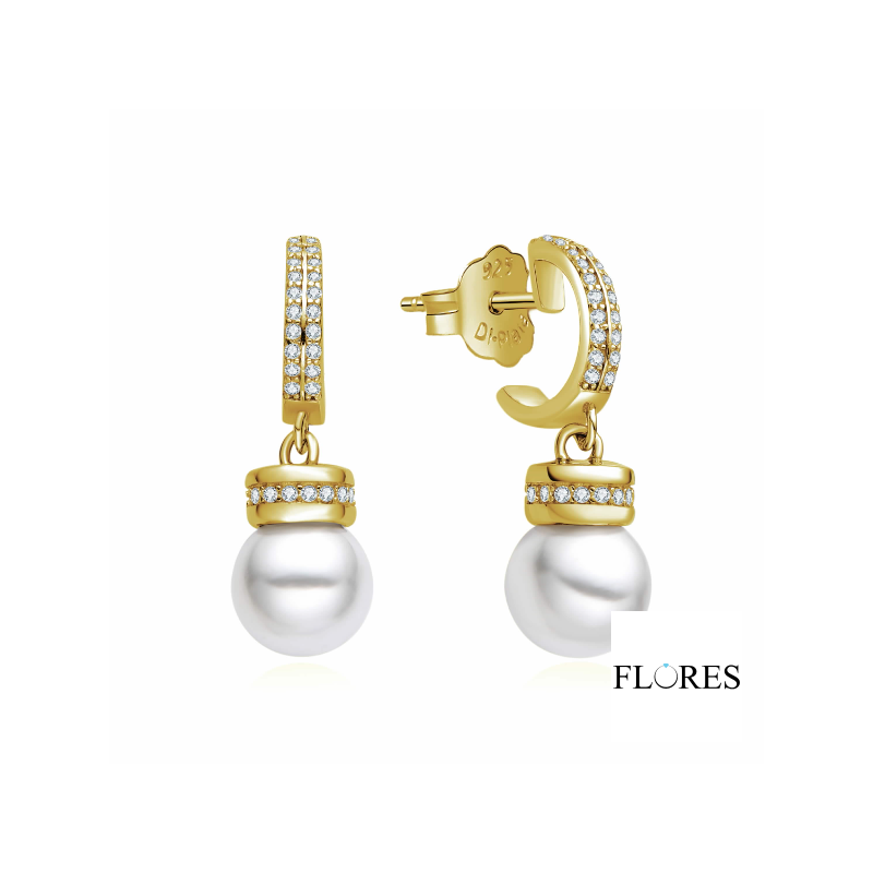 Pendientes Plata Dorada Perla 2025261/Y | 37,00 € | Joyería Flores