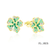 Pendientes Plata Dorada Flor Esmeralda 2025283/E | 45,00 € | Joyería Flores