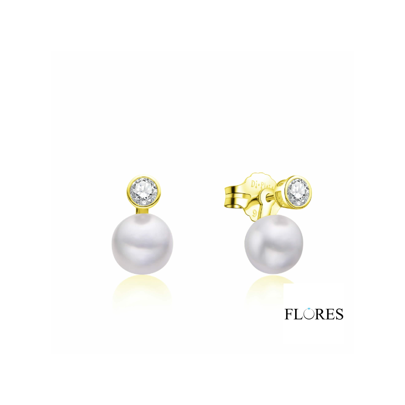 Pendientes Plata Dorada con Perla 2024822/Y | 42,00 € | Joyería Flores