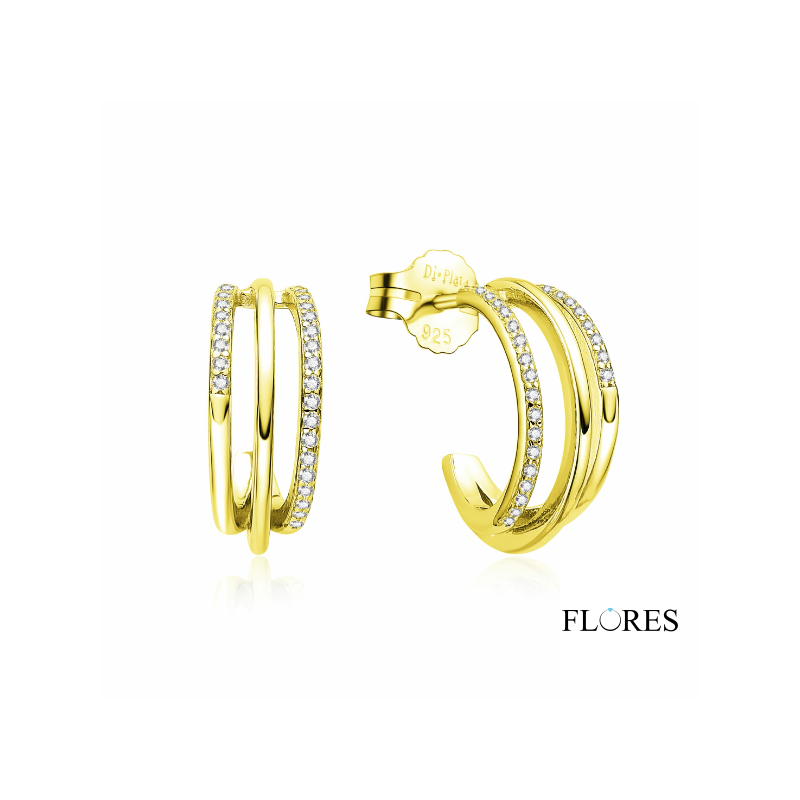 Pendientes Plata Dorada con Circonitas 2024996/Y | 58,00 € | Joyería Flores